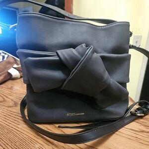 BCBG Eneration Elegant Black Bow Shoulder Bag With Crosbody Strap